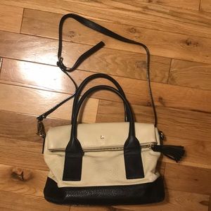 KATE SPADE White and Black Leather Crossbody